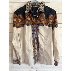 ETRO Women's Multicolor Paisley Button Down Shirt size 44 Fast Shipping
